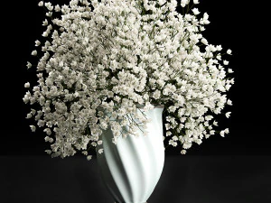 Collection of white flower bouquets in vases 27 pieces 3D Model