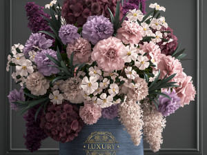 Collection of pink flower bouquets in vases 40 pieces Modelo 3D