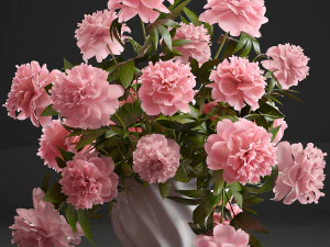 粉红色花束插在花瓶中的集合 40 件 3D 模型