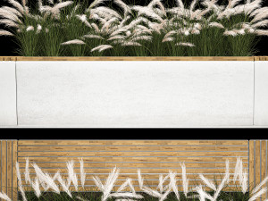 Flowerbed Bench With Bushes Feather Grass 1134 3D Модель