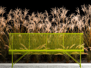 Flowerbed Bench With Bushes Feather Grass 1135 3D मॉडल
