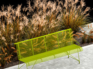 Flowerbed Bench With Bushes Feather Grass 1135 3D मॉडल
