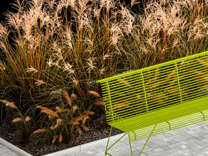 Flowerbed Bench With Bushes Feather Grass 1135 3D मॉडल