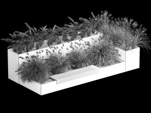 Flowerbed With Bushes In Rusty Flowerpots 1137 Modelo 3D