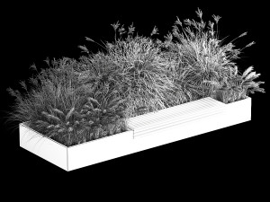 Flowerbed With Bushes In Rusty Flowerpots 1138 3D-Modell