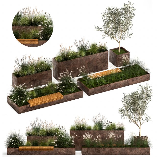 Bushes For Landscaping And Urban Environments 1139 3D Model .c4d .max .obj .3ds .fbx .stl .blend 
