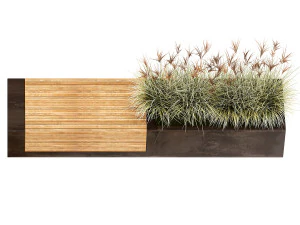 Bench With Flowerpot And Bushes For Outdoor Decor 1143 3D Model