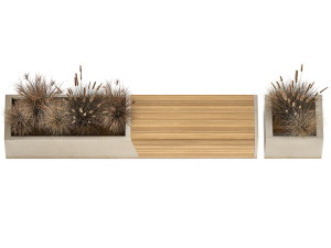 Bench With Flowerpot And Bushes For Outdoor Decor 1142 Modelo 3D