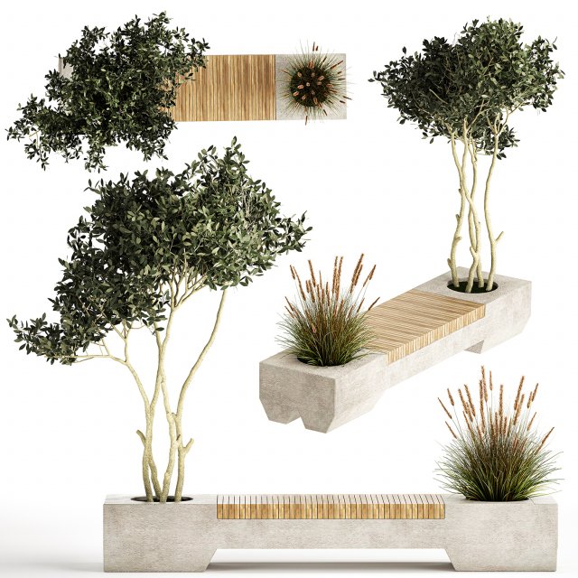 Bushes and tree for landscaping and urban environment 1145 3D Model .c4d .max .obj .3ds .fbx .stl .blend 