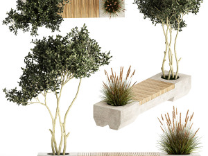 Bushes and tree for landscaping and urban environment 1145 3D Model