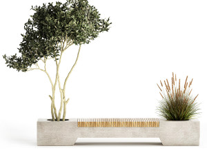 Bushes and tree for landscaping and urban environment 1145 3D Model