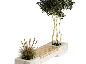 Bushes and tree for landscaping and urban environment 1145 3D Model