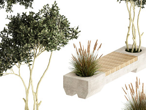Bushes and tree for landscaping and urban environment 1145 3D Model