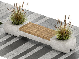 Tree and bushes with bench for outdoor environment 1146 3D Модель