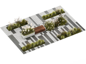 Bushes with bench for outdoor environment 1147 3D Модель