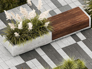 Bushes with bench for outdoor environment 1147 3D Модель