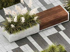 Bushes with bench for outdoor environment 1147 3D Model