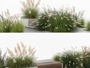 Bushes with bench for outdoor environment 1147 3D Модель
