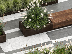 Bushes with bench for outdoor environment 1148 3D Модель