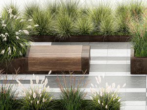 Bushes with bench for outdoor environment 1148 3D Модель
