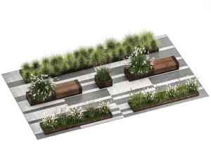Bushes with bench for outdoor environment 1148 3D Model