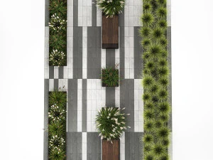 Bushes with bench for outdoor environment 1148 3D Model
