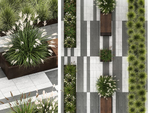Bushes with bench for outdoor environment 1148 3D Модель