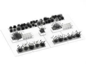 Bushes with bench for outdoor environment 1148 3D Модель