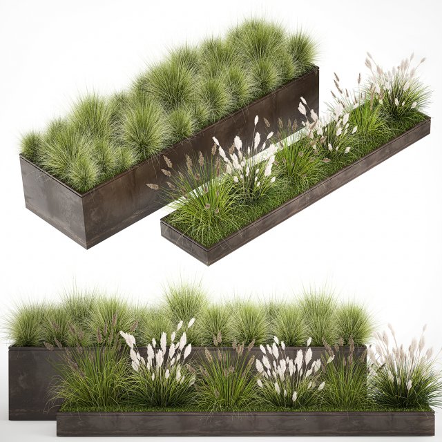 Grass and bushes in a rusty flowerbed 1148 3D मॉडल .c4d .max .obj .3ds .fbx .stl .blend 