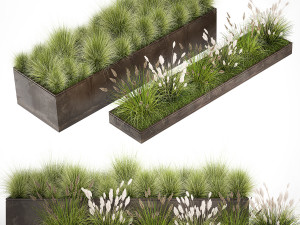 Grass and bushes in a rusty flowerbed 1148 3D Model