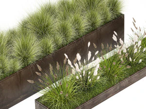 Grass and bushes in a rusty flowerbed 1148 3D Model