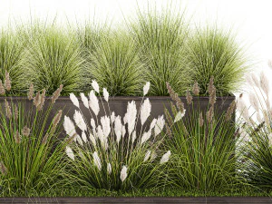 Grass and bushes in a rusty flowerbed 1148 3D Model