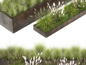 Grass and bushes in a rusty flowerbed 1148 3D Model