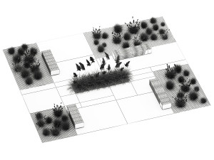 Bushes And A Bench With Paving Slabs For An Urban 1151 Model 3D
