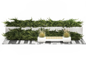 Cypress And Juniper With A Bench For An Park 1167 3D Model