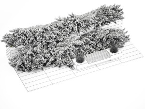 Cypress And Juniper With A Bench For An Park 1167 3D Model