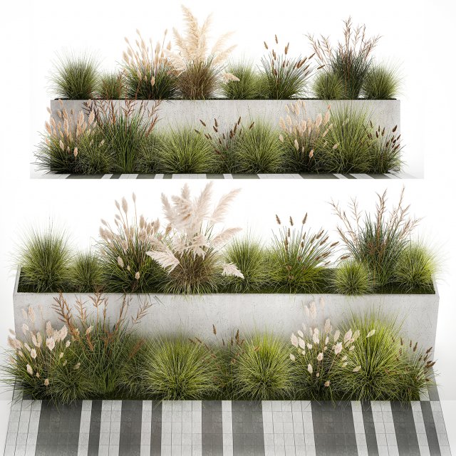 Bushes For Landscaping With Pampas Grass 1169 Modelo 3D .c4d .max .obj .3ds .fbx .stl .blend 
