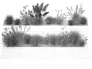 Bushes For Landscaping With Pampas Grass 1169 3D Model