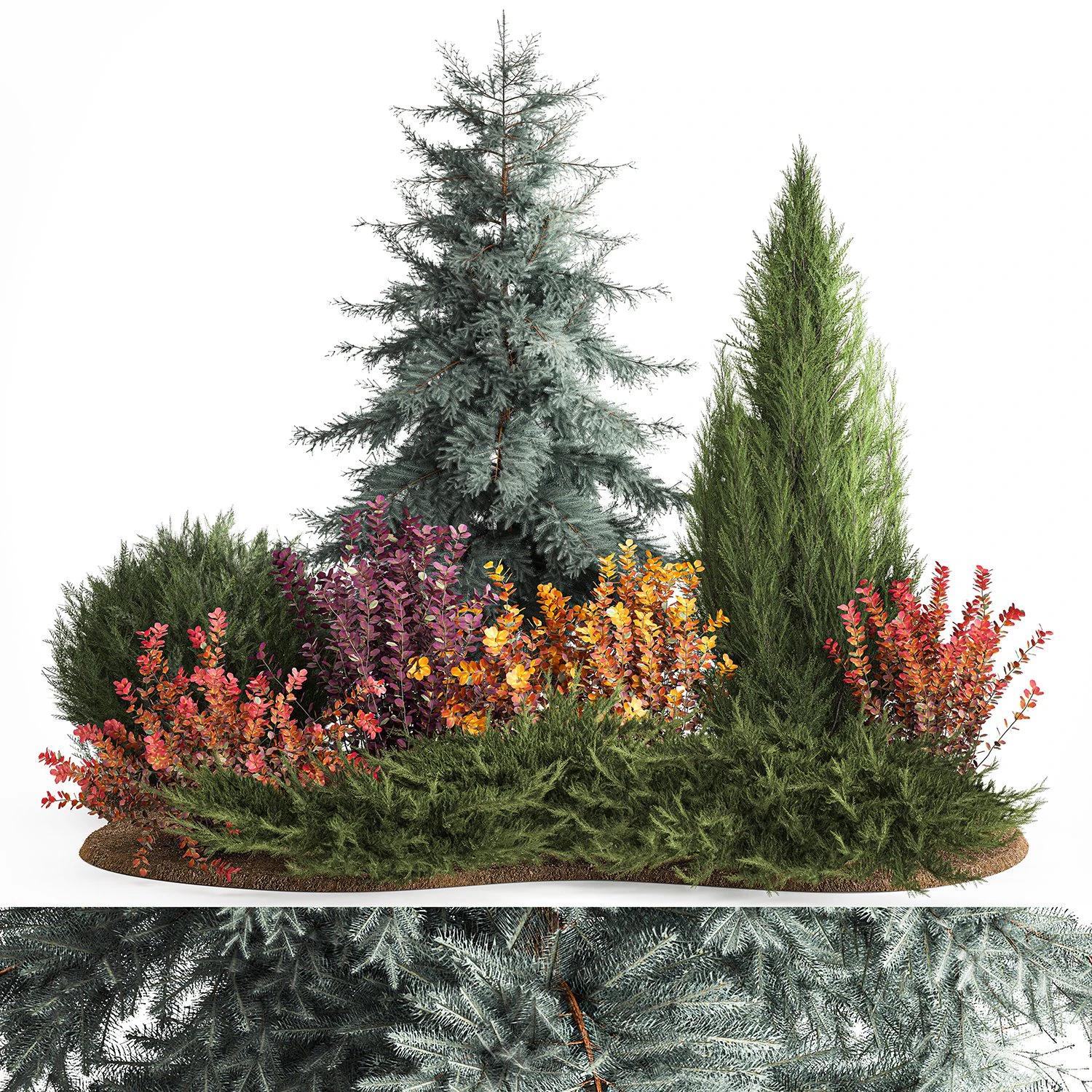 Giardino di abete rosso, ginepro e crespino 1173 Modello 3D .c4d .max .obj .3ds .fbx .stl .blend 