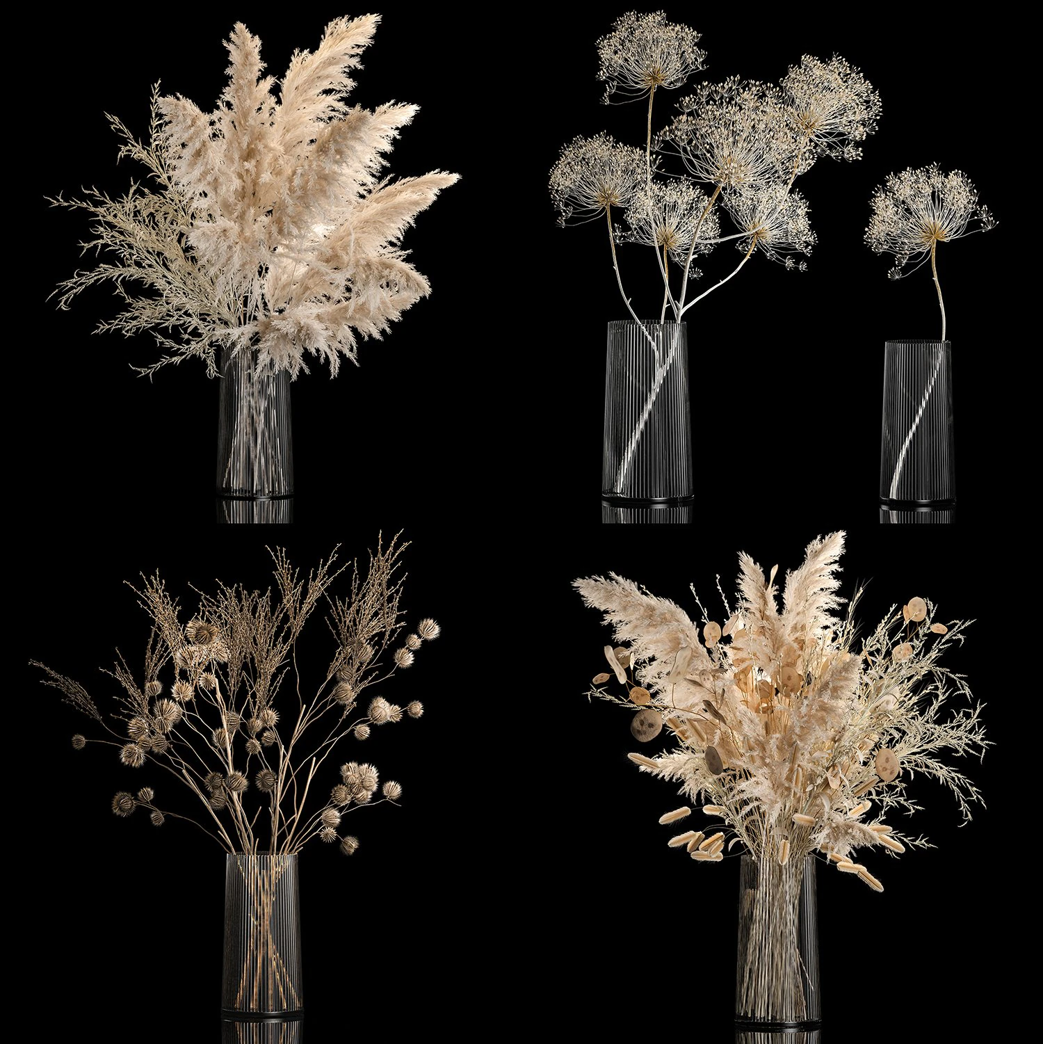 Set Of Bouquets Of Dried Flowers And Pampas Grass 280 3D Model .c4d .max .obj .3ds .fbx .stl .blend