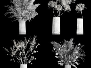 Set Of Bouquets Of Dried Flowers And Pampas Grass 280 Model 3D