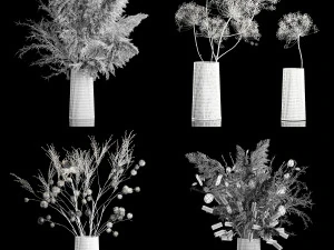 Set Of Bouquets Of Dried Flowers And Pampas Grass 280 3D Model