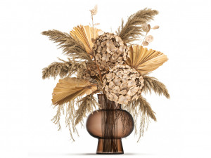 Set of bouquets of dried flowers pampas grass hydrangea 281 Modèle 3D