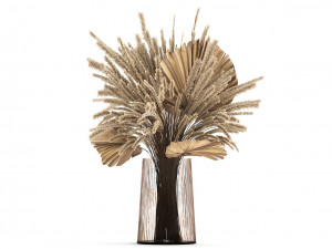 Set of bouquets of dried flowers pampas grass hydrangea 281 Modèle 3D