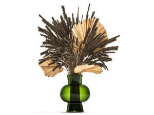 Set of bouquets of dried flowers pampas grass hydrangea 281 Modèle 3D