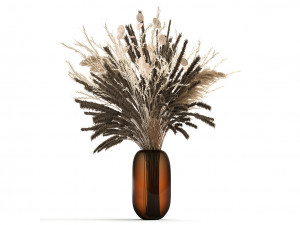 Set of bouquets of dried flowers pampas grass hydrangea 281 Modèle 3D