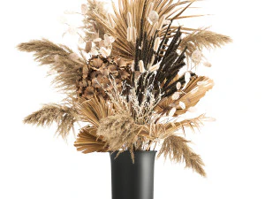Set of bouquets of dried flowers pampas grass hydrangea 283 3D Model