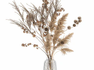 Set of bouquets of dried flowers pampas grass hydrangea 283 3D Model