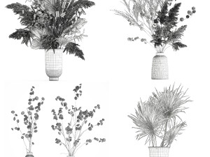 Set of bouquets of dried flowers pampas grass hydrangea 283 3D मॉडल