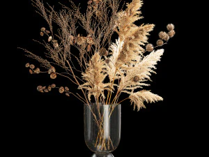 Mazzo di fiori secchi con spine e rami di cardaderia 283 Modello 3D
